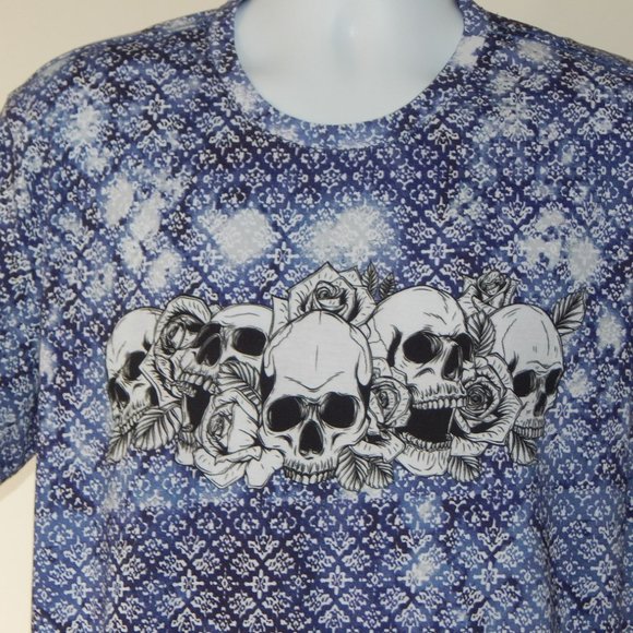 Robert Graham MYLO Skulls Graphic Navy Cotton T Shirt Size M; L - Picture 4 of 6
